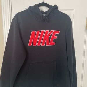 Nike Men's black Hoodie with Vibrant Red Logo